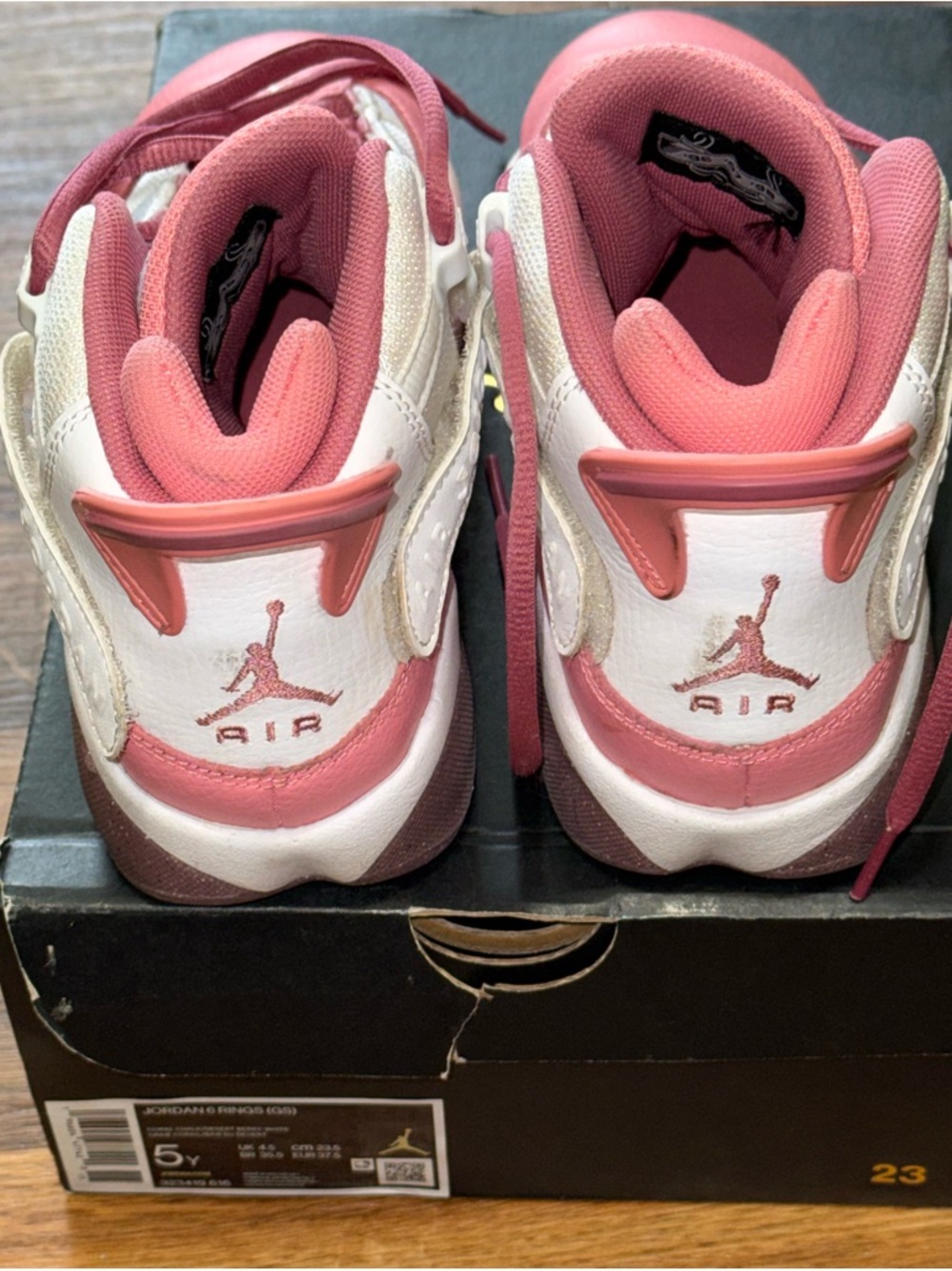 Nike Air Jordan 6 Rings GS Coral Chalk Desert Berry White Size 5Y Girls w/box - Picture 5 of 16